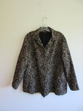 TIANELLO Jacquard Fabric Black Floral Burnout M Long Sleeve Button Jacket